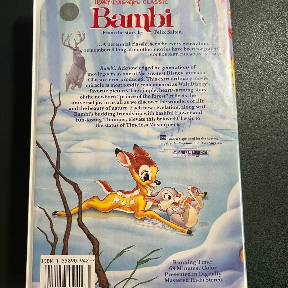 Disney’s Bambi VHS Black Diamond Edition #942-1 – First Pressing Vintage Classic
